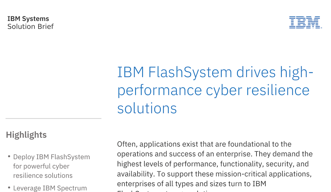 FlashSystem drives high-performance cyber resilience solutions