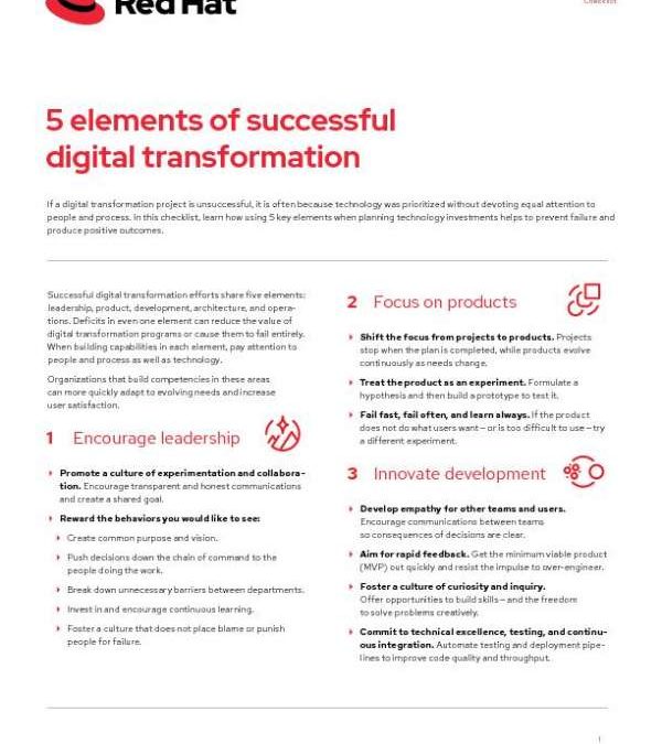 5 elements of successful digital transformation