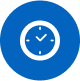 White Clock Icon in blue circle
