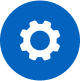 White Gear Icon in blue circle